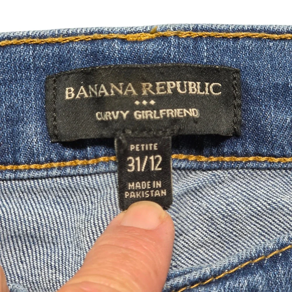 Jeans Banana Republic 31/12 Women Blue‎ Excellent Curvy Girlfriend Distressed